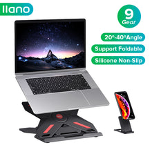 Load image into Gallery viewer, 9-Gear Adjustable Portable Folding Laptop Stand with Mobile Phone Stand Non-Slip Rack Holder for 11-17 inch Laptop
