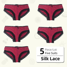 Load image into Gallery viewer, Women's Ice Silk Sexy Lace Panties  Female Underwear Design Sense Low Waist Large Size Briefs Cotton Crotch
