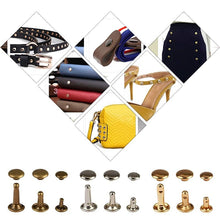 Load image into Gallery viewer, 480 Pcs Leather Rivets Double Cap Rivet Tubular Metal Studs with Punch Pliers Fixing Tools for DIY Leather Craft Rivets Rep Set
