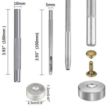 Load image into Gallery viewer, 480 Pcs Leather Rivets Double Cap Rivet Tubular Metal Studs with Punch Pliers Fixing Tools for DIY Leather Craft Rivets Rep Set
