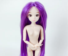 Load image into Gallery viewer, 30cm Blue Eyes 1/6 BJD Dolls Ball Joint Doll with 3D Eyes Purple/ Gray Hair Female Naked Body Dolls Toy for Girls Fashion Doll
