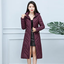 Load image into Gallery viewer, Middle-Aged Slim-Fit Solid-Color Cotton Clothing Women's Winter Warm Mid-Length Hooded Jacket
