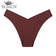 Load image into Gallery viewer, Womens Beach Deep V Bikini Skin-Friendly Seamless Panties Ultra Light Soft Briefs Sexy Low Waist Lingerie
