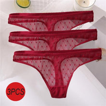 Load image into Gallery viewer, 3PCS/Set Sexy Panties Women G-String Thong Lace Underwear Pantys Low-Waist Female Underpants Mesh Perspective Briefs Lingerie
