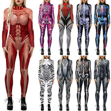 Load image into Gallery viewer, Women Halloween 3D Skeleton Jumpsuit Cosplay Costume Fancy Dress Romper Bodysuit
