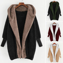 Load image into Gallery viewer, Women Coat with Hat Long Sleeves Causal Contrast Color Winter Jacket
