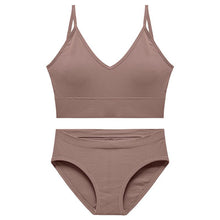 Load image into Gallery viewer, CINOON Cotton Underwear Suit Low-waist Briefs Backless Bralette Lingerie Women Seamless Bra Panty Set
