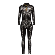 Load image into Gallery viewer, Halloween Cosplay Skeleton Print Catsuits Long Sleeves Slim Bodywear Carnival Cosplay One-piece Costumes Cropped Pants

