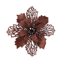 Load image into Gallery viewer, 5/10pcs Christmas Artifical Flowers Hollow Out Glitter Xmas Tree Ornaments Fake Flower Navidad New Year Decorations Home Party
