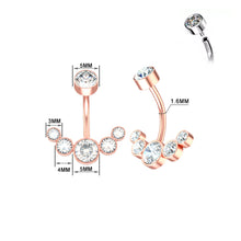 Load image into Gallery viewer, 5 Crystals Belly Button Rings for Women Girls 316L Surgical Steel Curved Navel Barbell 14g Dangled Body Jewelry Piercing Ombligo
