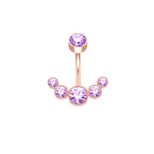Load image into Gallery viewer, 5 Crystals Belly Button Rings for Women Girls 316L Surgical Steel Curved Navel Barbell 14g Dangled Body Jewelry Piercing Ombligo

