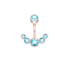 Load image into Gallery viewer, 5 Crystals Belly Button Rings for Women Girls 316L Surgical Steel Curved Navel Barbell 14g Dangled Body Jewelry Piercing Ombligo
