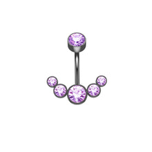 Load image into Gallery viewer, 5 Crystals Belly Button Rings for Women Girls 316L Surgical Steel Curved Navel Barbell 14g Dangled Body Jewelry Piercing Ombligo
