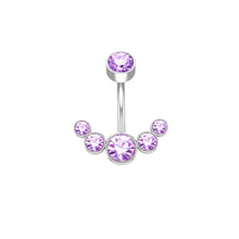 Load image into Gallery viewer, 5 Crystals Belly Button Rings for Women Girls 316L Surgical Steel Curved Navel Barbell 14g Dangled Body Jewelry Piercing Ombligo
