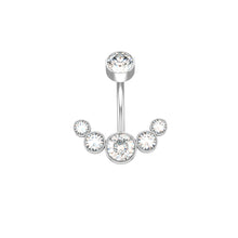 Load image into Gallery viewer, 5 Crystals Belly Button Rings for Women Girls 316L Surgical Steel Curved Navel Barbell 14g Dangled Body Jewelry Piercing Ombligo
