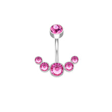 Load image into Gallery viewer, 5 Crystals Belly Button Rings for Women Girls 316L Surgical Steel Curved Navel Barbell 14g Dangled Body Jewelry Piercing Ombligo

