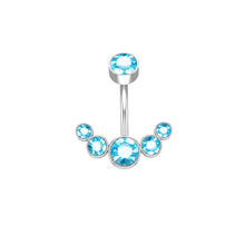 Load image into Gallery viewer, 5 Crystals Belly Button Rings for Women Girls 316L Surgical Steel Curved Navel Barbell 14g Dangled Body Jewelry Piercing Ombligo
