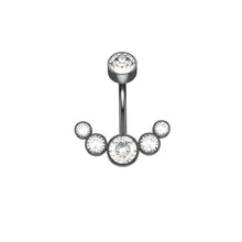 Load image into Gallery viewer, 5 Crystals Belly Button Rings for Women Girls 316L Surgical Steel Curved Navel Barbell 14g Dangled Body Jewelry Piercing Ombligo
