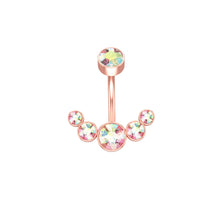 Load image into Gallery viewer, 5 Crystals Belly Button Rings for Women Girls 316L Surgical Steel Curved Navel Barbell 14g Dangled Body Jewelry Piercing Ombligo
