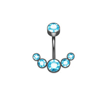 Load image into Gallery viewer, 5 Crystals Belly Button Rings for Women Girls 316L Surgical Steel Curved Navel Barbell 14g Dangled Body Jewelry Piercing Ombligo
