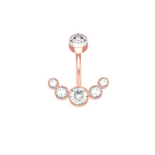 Load image into Gallery viewer, 5 Crystals Belly Button Rings for Women Girls 316L Surgical Steel Curved Navel Barbell 14g Dangled Body Jewelry Piercing Ombligo
