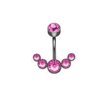 Load image into Gallery viewer, 5 Crystals Belly Button Rings for Women Girls 316L Surgical Steel Curved Navel Barbell 14g Dangled Body Jewelry Piercing Ombligo
