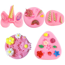 Load image into Gallery viewer, 5 styles Unicorn Horn Ears cake silicone mold Fondant Chocolate cake decoration Tool Flower shaped Dessert Bakeware Pastry Mould
