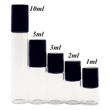 Load image into Gallery viewer, 5PC/Pack 1ml 2ml 3ml 5ml 10ml Amber Thin Glass Roll on Bottle Sample Test Essential Oil Vials with Roller Metal /Glass Ball
