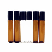Load image into Gallery viewer, 5PC/Pack 1ml 2ml 3ml 5ml 10ml Amber Thin Glass Roll on Bottle Sample Test Essential Oil Vials with Roller Metal /Glass Ball
