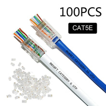 Load image into Gallery viewer, 50pcs/100pcs CAT5E CAT6 Plug RJ45 Connector Network Cable Modular 8P8C Connector End Pass Through Z HOTSALE RJ45
