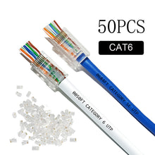 Load image into Gallery viewer, 50pcs/100pcs CAT5E CAT6 Plug RJ45 Connector Network Cable Modular 8P8C Connector End Pass Through Z HOTSALE RJ45
