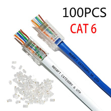 Load image into Gallery viewer, 50pcs/100pcs CAT5E CAT6 Plug RJ45 Connector Network Cable Modular 8P8C Connector End Pass Through Z HOTSALE RJ45
