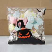 Load image into Gallery viewer, 50/100pcs Halloween Plastic Candy Bags Gift Cookie Bags Biscuits Snack Packaging Bags Happy Halloween Party Decoration Supplies
