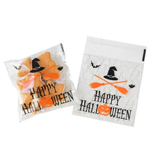 Load image into Gallery viewer, 50/100pcs Happy Halloween Candy Bag Gift Cookie Bags Biscuits Snack Plastic Packaging Bags Halloween Party Decoration Supplies
