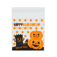 Load image into Gallery viewer, 50/100pcs Happy Halloween Candy Bag Gift Cookie Bags Biscuits Snack Plastic Packaging Bags Halloween Party Decoration Supplies
