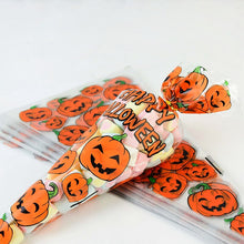 Load image into Gallery viewer, 50/100pcs Pumpkin Skull Bat Candy Bag Transparent Cellophane Plastic Package Bag for Happy Halloween Party Gifts Cookies Supplie
