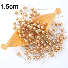 Load image into Gallery viewer, 50/100pcs/Lot mini plastic berry artificial flower red cherry pearlescent stamen wedding Christmas Cake Box Wreaths Decoration
