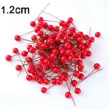 Load image into Gallery viewer, 50/100pcs/Lot mini plastic berry artificial flower red cherry pearlescent stamen wedding Christmas Cake Box Wreaths Decoration
