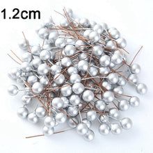 Load image into Gallery viewer, 50/100pcs/Lot mini plastic berry artificial flower red cherry pearlescent stamen wedding Christmas Cake Box Wreaths Decoration
