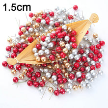 Load image into Gallery viewer, 50/100pcs/Lot mini plastic berry artificial flower red cherry pearlescent stamen wedding Christmas Cake Box Wreaths Decoration
