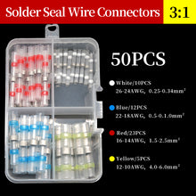 Load image into Gallery viewer, 50 ~ 500Pcs Boxed Solder Seal Wire Connectors 3:1 Shrink Tube Insulated Electric Wire Terminals Butt Splice Connector Waterproof
