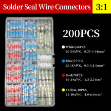 Load image into Gallery viewer, 50 ~ 500Pcs Boxed Solder Seal Wire Connectors 3:1 Shrink Tube Insulated Electric Wire Terminals Butt Splice Connector Waterproof
