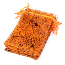 Load image into Gallery viewer, 50pcs/lot Halloween Organza Gift Bag Drawstring Spider Web Multi Color Printing Party Packaging Gift High Quality Candy Bag
