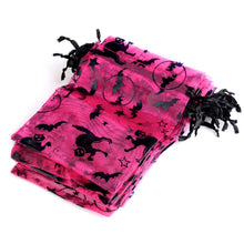 Load image into Gallery viewer, 50pcs/lot Halloween Organza Gift Bag Drawstring Spider Web Multi Color Printing Party Packaging Gift High Quality Candy Bag
