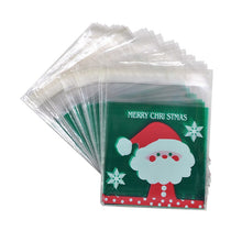 Load image into Gallery viewer, 50Pcs 10x10cm Christmas Candy Cookie Gift Bags Plastic Self-adhesive Biscuits Snack Packaging Bags Xmas Party Decoration Favors
