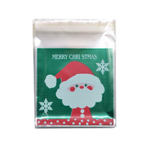 Load image into Gallery viewer, 50Pcs 10x10cm Christmas Candy Cookie Gift Bags Plastic Self-adhesive Biscuits Snack Packaging Bags Xmas Party Decoration Favors
