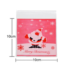 Load image into Gallery viewer, 50Pcs 10x10cm Christmas Candy Cookie Gift Bags Plastic Self-adhesive Biscuits Snack Packaging Bags Xmas Party Decoration Favors
