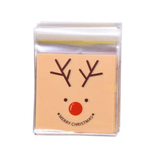 Load image into Gallery viewer, 50Pcs 10x10cm Christmas Candy Cookie Gift Bags Plastic Self-adhesive Biscuits Snack Packaging Bags Xmas Party Decoration Favors
