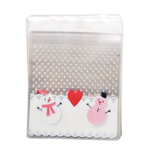 Load image into Gallery viewer, 50Pcs 10x10cm Christmas Candy Cookie Gift Bags Plastic Self-adhesive Biscuits Snack Packaging Bags Xmas Party Decoration Favors
