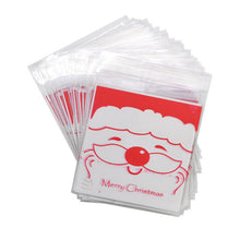 Load image into Gallery viewer, 50Pcs 10x10cm Christmas Candy Cookie Gift Bags Plastic Self-adhesive Biscuits Snack Packaging Bags Xmas Party Decoration Favors
